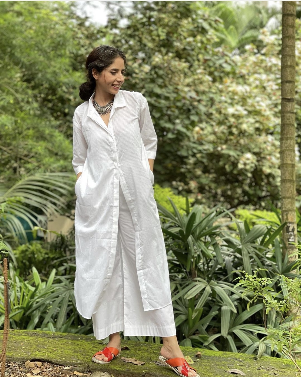 White and Rust Embroidered Shirt Style Kurti – First Resort by Ramola  Bachchan